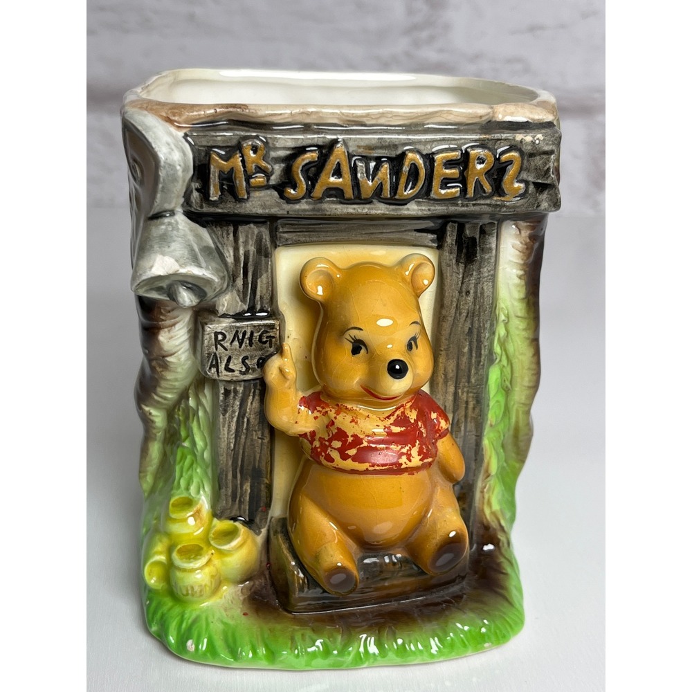 Vintage 1964 Disney Winnie the Pooh Mr Sanders Ceramic Planter Pencil Holder